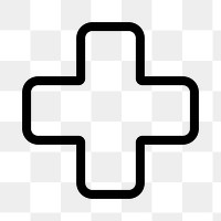 PNG Minimalist medical cross symbol, UI icon on transparent background