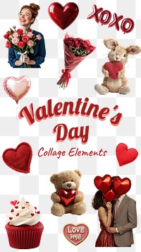 PNG Valentine's day photos, element set on transparent background