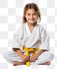 PNG Smiling sitting karate sports transparent background