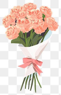 PNG Wedding carnation flowers bouquet with paper wrap and bow tired carnations arrangement romantic.