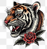 PNG Old-school tattoo tiger art animal design.