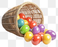 PNG Easter eggs spilling out colorful basket wicker.