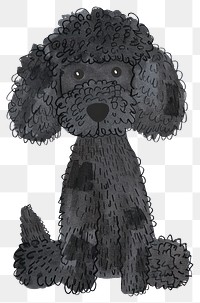 PNG Black Poodle dog poodle illustration cartoon.