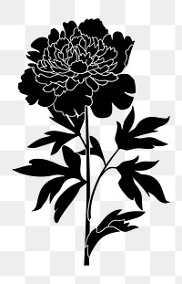 PNG Peony silhouette art illustration.