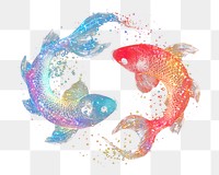 PNG Colorful tow Fishes light glitter fish aquatic art.