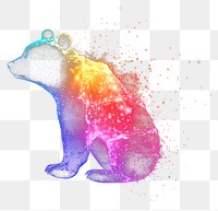 PNG Colorful bear shape light glitter animal art illustration.