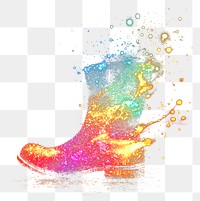 PNG Colorful boot shape light glitter footwear art illustration.