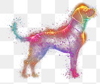 PNG Colorful dog shape light glitter art illustration silhouette.