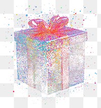 PNG Colorful gift box shape sparkle glitter effect glitter effect.