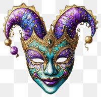 PNG Mardi Gras mask icon colorful detailed jester.