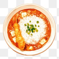 PNG Curry rice dish illustration japanese tempura.