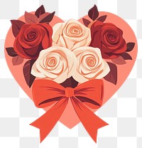 PNG Roses in heart illustration ribbon shape.