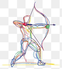 PNG Line drawing archery player art colorful bow.