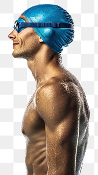 PNG Male swimmer athlete cap swimming goggles.