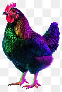 PNG Chicken Neon rim light poultry rooster bird.