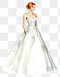 PNG Wedding dress fashion illustration gown.