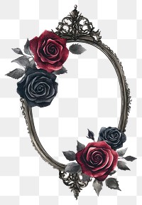 PNG Oval frame roses gothic accessories.