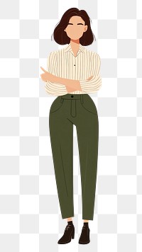 PNG Woman with hand gesture pants illustration minimalist.