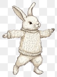 PNG Easter rabbit dancing drawing illustration vintage.