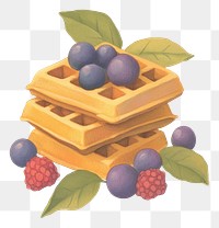 PNG Cute floral waffles illustration blueberries blueberry.