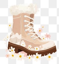 PNG Floral brown boots illustration background flowers.