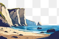 PNG Seascape cliffs illustration landscape.