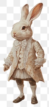 PNG Rabbit costume wearing Rococo style outfit animal rabbit illustrated.