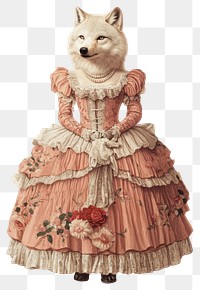 PNG Wolf costume wearing Rococo style outfit animal dress necklace.