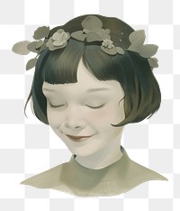 PNG Girl with short hair illustration portrait crown.