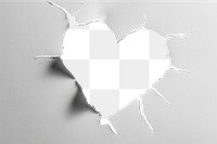 PNG White paper background texture heart.