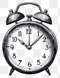 PNG Alarm clock black white illustration.