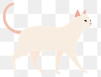 PNG White cat walking illustration minimalist design.