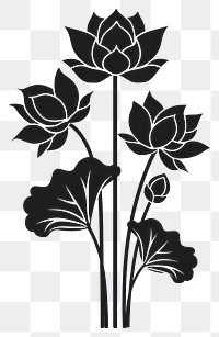 PNG Lotus bouquet silhouette drawing black.