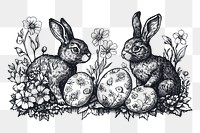 PNG Easter eggs art illustration rabbits.