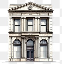 PNG Front of an old building architectural architecture illustration.