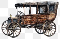 PNG Wooden carriage vehicles transportation illustration vintage.