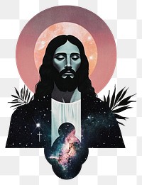 PNG Jesus illustration galaxy art.