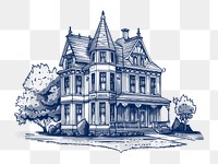 PNG Vintage mansion drawing architecture illustration.