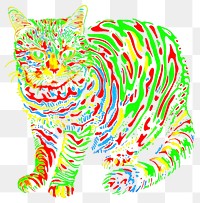 PNG Abstract cat op art illusion psychedelic wildlife colorful.