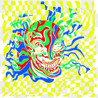 PNG Abstract joker op art illusion illustration psychedelic colorful.