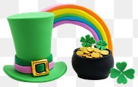 PNG Hat rainbow clovers green.