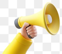 PNG Hand holding a megaphone yellow communication illustration.