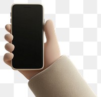 PNG Hand holding black screen phone illustration electronics minimalist.