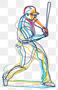 PNG Line drawing baseball player art colorful sketch.