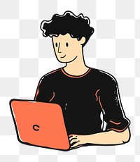 PNG Man holding laptop person illustration electronics.