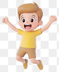 PNG Cute boy Excitement illustration cartoon jumping.