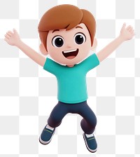 PNG Cute boy Jumping with both hands in the air cartoon illustration jumping.