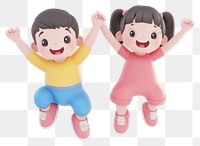 PNG Cute chubby boy and girl Jumping with both hands in the air illustration jumping cartoon.