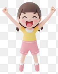 PNG Cute girl Excitement illustration cartoon happy.