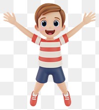 PNG Boy Jumping with both hands in the air cartoon expression character.